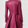 Womens Pink Peplum Leather Jacket Back webp