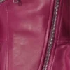 Womens Pink Peplum Leather Jacket Zipper webp