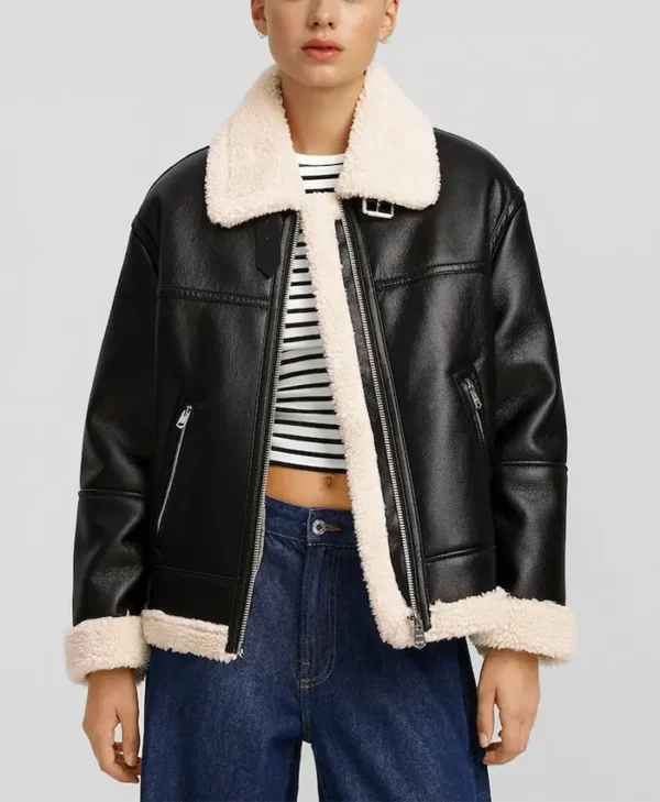 Womens RAF Shearling Aviator B3 Bomber Jacket Main webp
