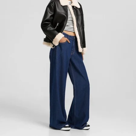 Womens RAF Shearling Aviator B3 Bomber Jacket Stand webp