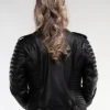 Womens Racer Quilted Leather Jacket Back webp