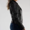 Womens Racer Quilted Leather Jacket Right Side webp