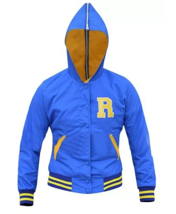 Womens Riverdale Cheer Girls Blue and Yellow Jacket With Hood