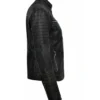 Womens Simple Black Distressed Leather Jacket Right Side webp