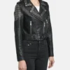 Womens Studded Biker Jacket Side webp