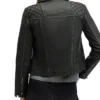 Womens Stylish Quilted Black Leather Jacket Back webp