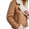 Womens Suede Brown B3 Bomber Shearling Leather Jacket Inner webp