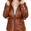 Womens Turn Brown Leather Jacket jpg