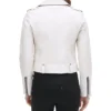 Womens White Biker Leather Jacket Back webp