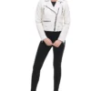 Womens White Biker Leather Jacket Stand webp