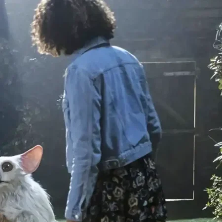 Yasmin Finney Doctor Who Season 14 Episode 01 The Star Beast Rose Noble Blue Trucker Denim Jacket webp