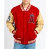 anaheim angels red and cream varsity jacket