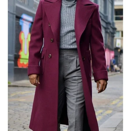 Men s Burgundy Wool Trench Coat