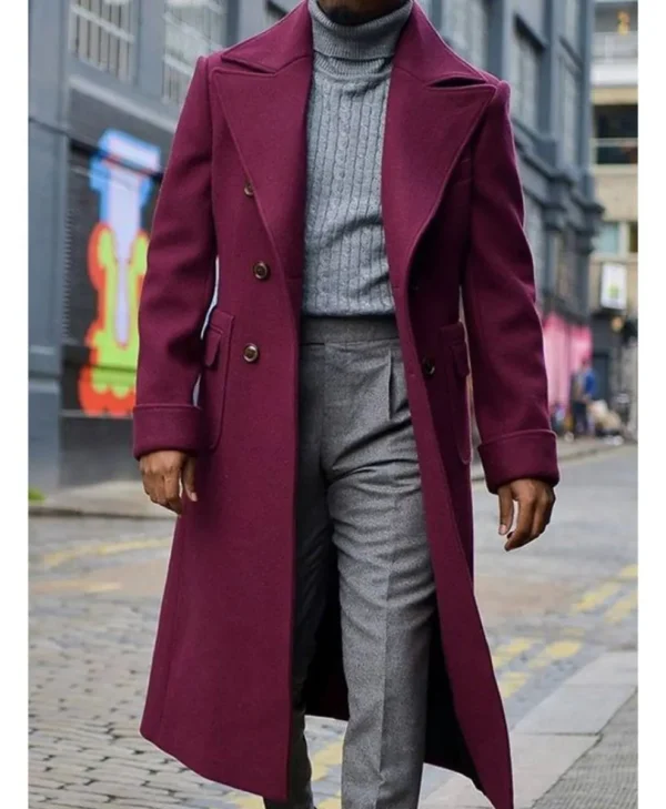 Men s Burgundy Wool Trench Coat