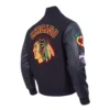 chicago blackhawks animal print varsity black jacket