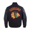 chicago blackhawks animal print varsity wool leather jacket