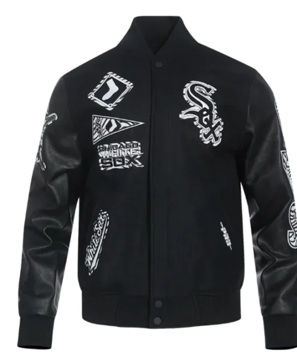 chicago white sox animal print varsity jacket