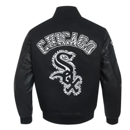 chicago white sox animal print varsity wool leather jacket