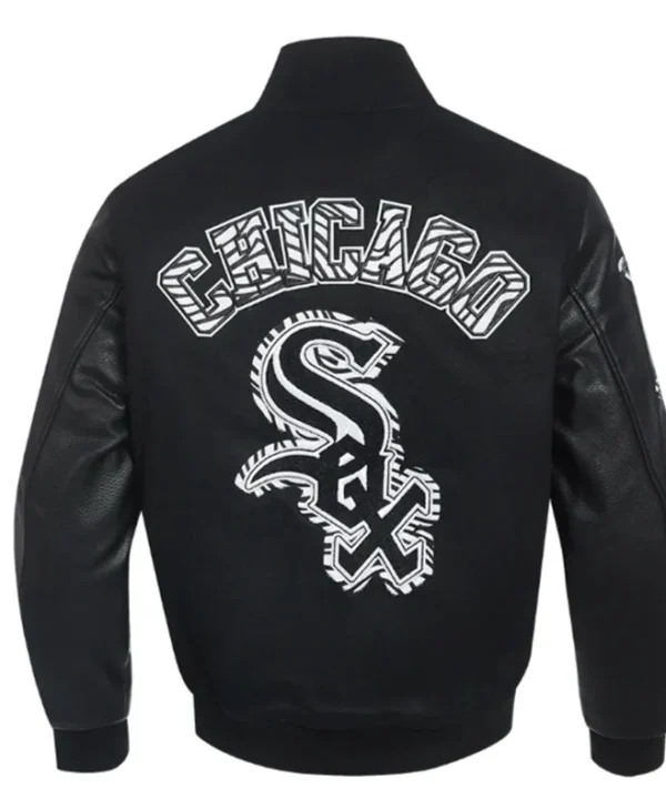 chicago white sox animal print varsity wool leather jacket