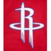 classic rib houston rockets red and white letterman jacket