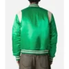 classic teddy green varsity satin jacket