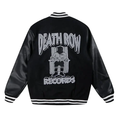death row records chair logo varsity jacket