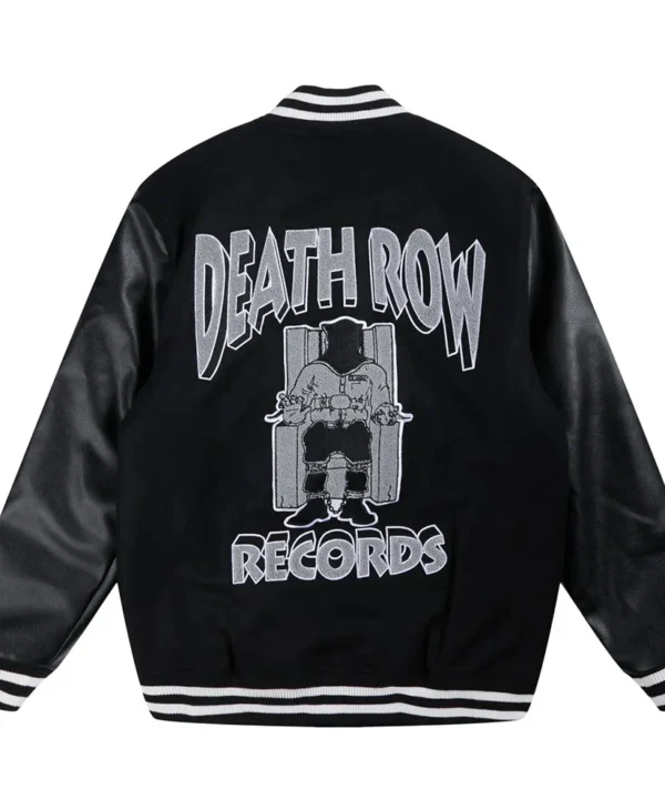 death row records chair logo varsity jacket
