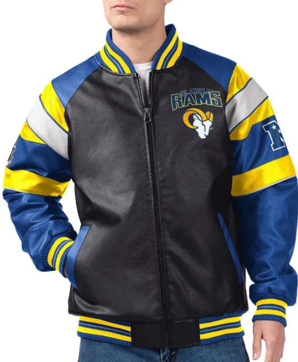 g iii los angeles rams varsity leather jacket