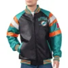 g iii miami dolphins varsity leather jacket