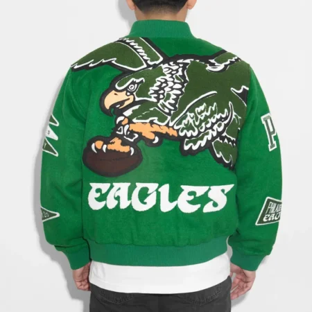 kelly green philadelphia eagles pennant varsity wool jacket