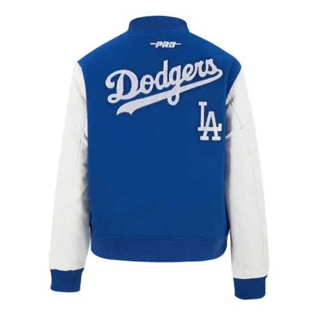LA Dodgers Game Day Classics Royal Varsity Wool Leather Jacket