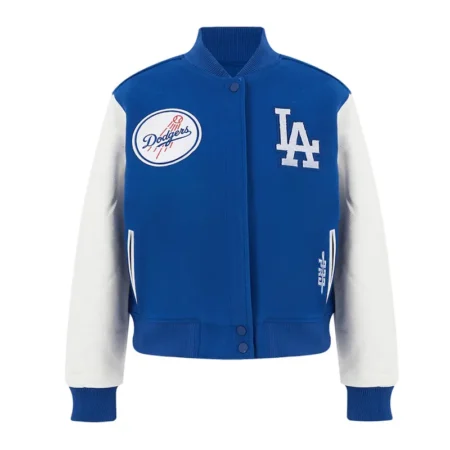 LA Dodgers Game Day Classics Royal Varsity Wool Leather Jacket