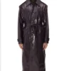 Men s Shiny Belted Trench Coat with Removable Hood