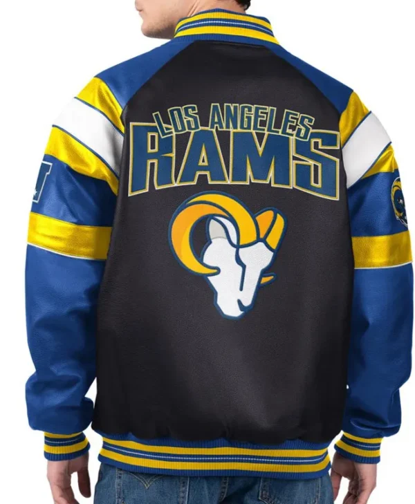 los angeles rams g iii faux varsity leather jacket