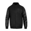 los angeles rams triple black varsity jacket