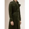 Men s Belted Fashion Corduroy Green Coat