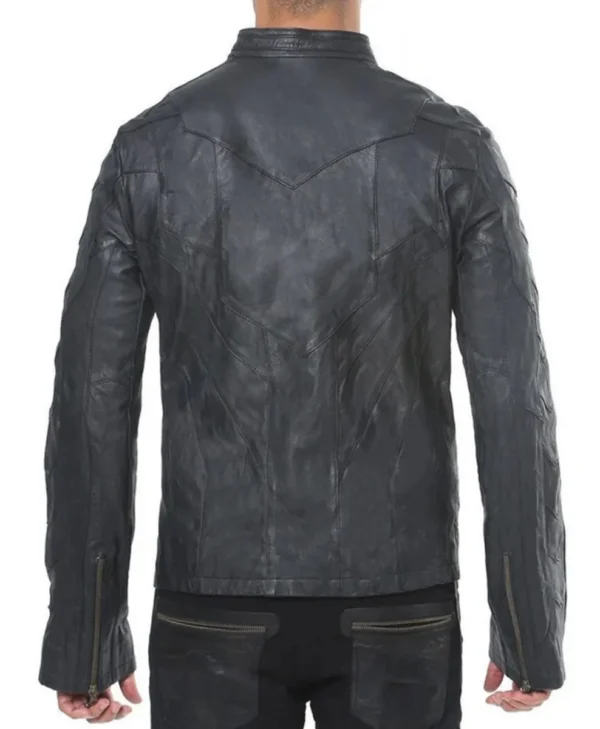 mens designer black studded leather jacket scaled