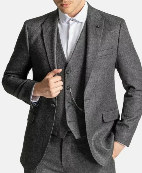 mens grey 3 piece thomas shelby suit