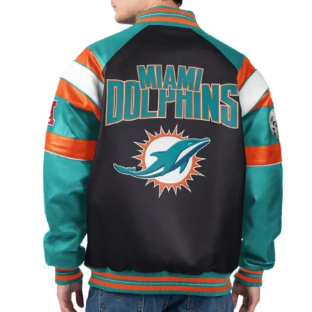 miami dolphins g iii faux varsity leather jacket
