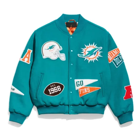 miami dolphins pennant varsity jacket