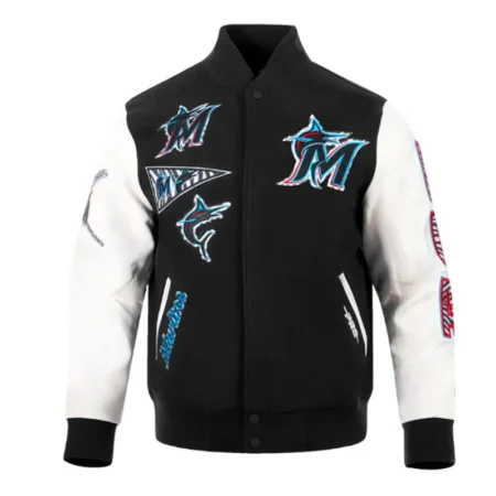 miami marlins animal print varsity jacket