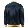 michigan wolverines o line varsity navy satin jacket