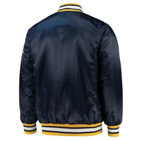 michigan wolverines o line varsity navy satin jacket
