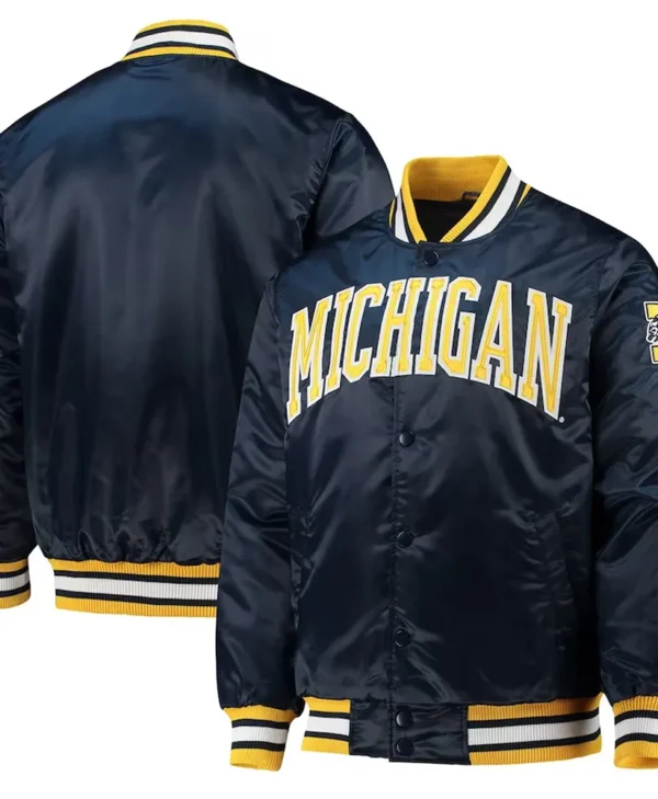 michigan wolverines o line varsity satin jacket
