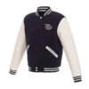 navy white lehigh valley ironpigs varsity jacket