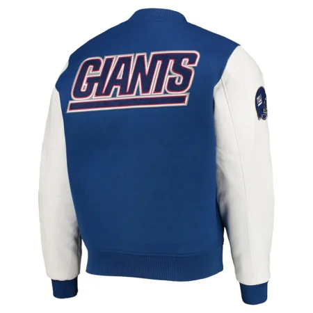 new york giants logo royal and white varsity jacket