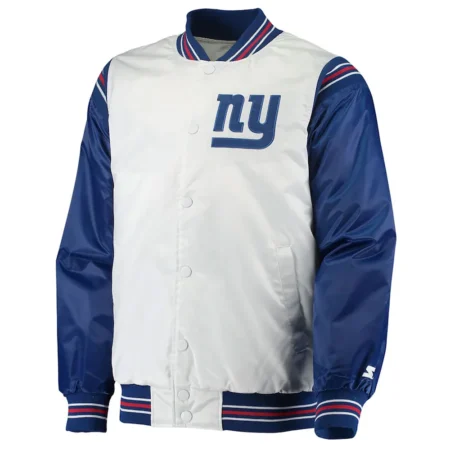 new york giants throwback white and blue satin jacket