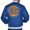 new york knicks basketball blue logo satin jacket