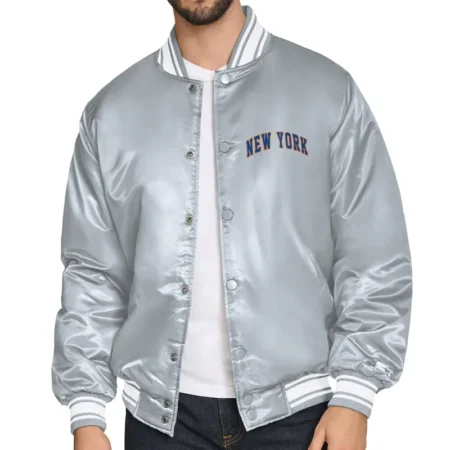 new york knicks basketball blue logo varsity jacket