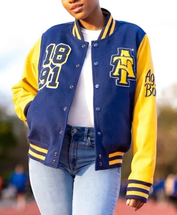 NC A T Aggie Blue and Gold Varsity Jacket